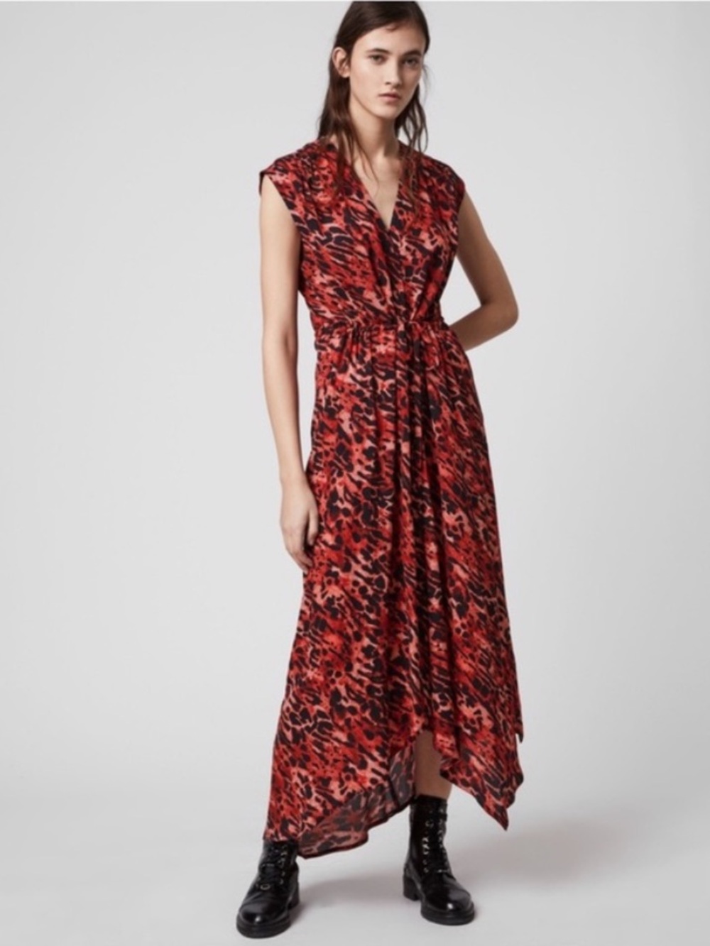 All Saints Pink Animal Print Dress